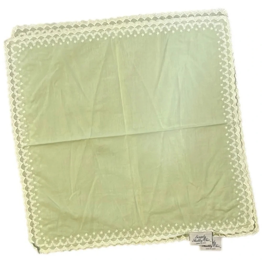 2 Simply Shabby Chic Napkin Placemat Table Cover Hanky Handkerchief Doily Green